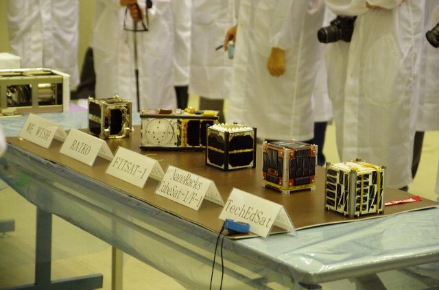 F-1_and_other_CubeSats_at_TKSC