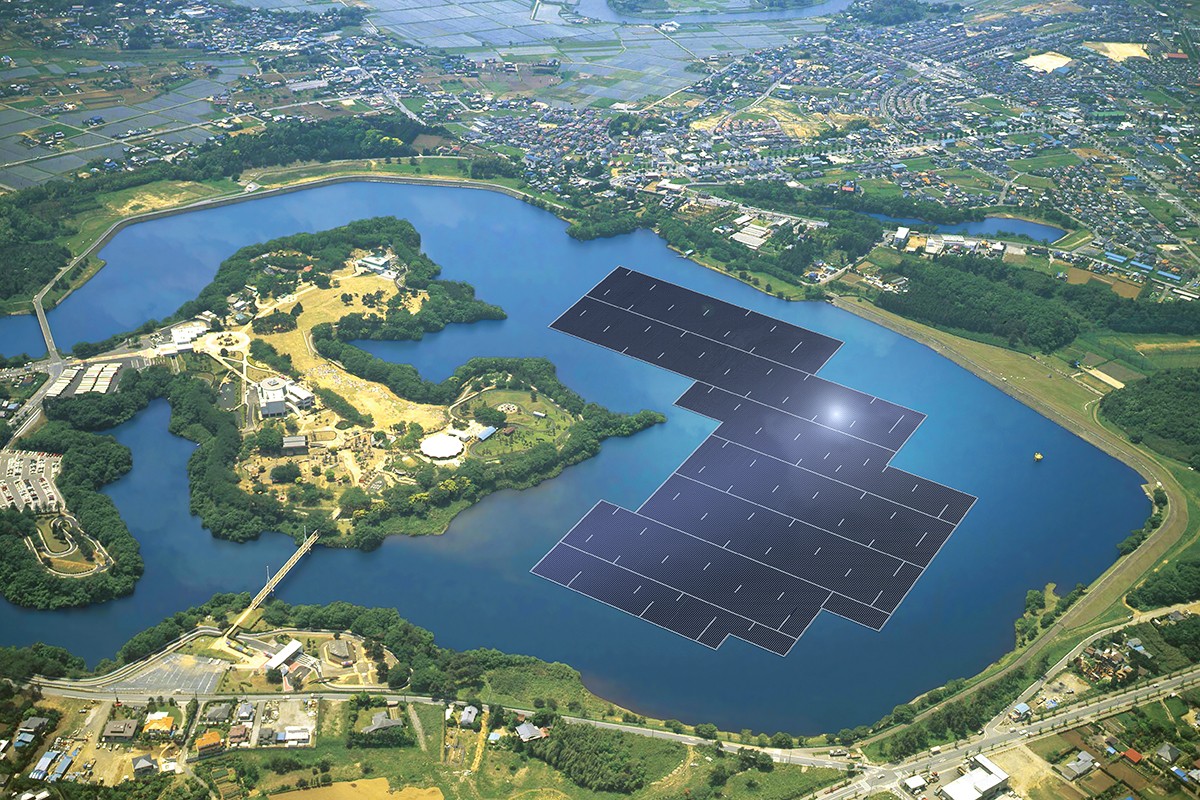 KYOCERA TCL Solar 在日本千葉建造發電量 13.7MW 的漂浮式太陽能發電廠。圖片來源 Kyocera