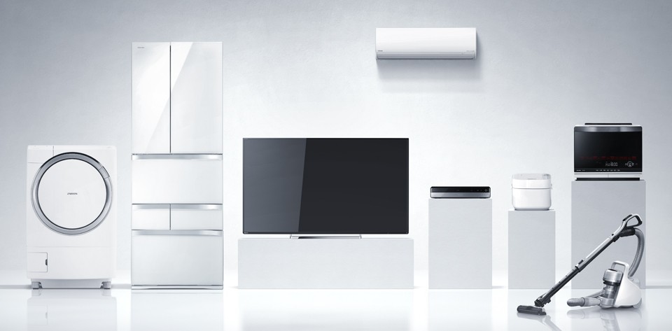 東芝白色家電包含洗衣機、冰箱、電視、空調等。圖片來源：Toshiba