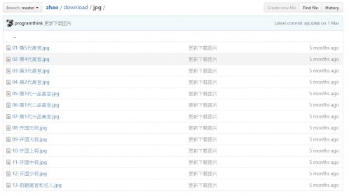 Github 也能上傳圖片，圖為「Zhao」檔案。