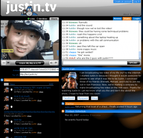 Justin.tv 創辦人 Justin Kan 的頻道。圖片來源：TechCrunch